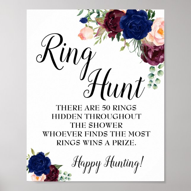 Poster Ring chasse jeu Douche nuptiale signe floral marin (Devant)