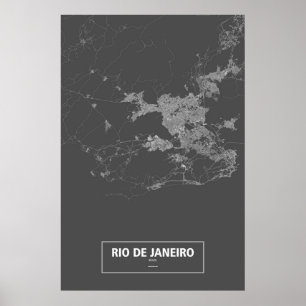 Poster Rio de Janeiro, Brazil (white on black)