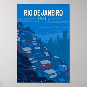 Poster Rio De Janeiro Brésil Favela Voyage Art Vintage