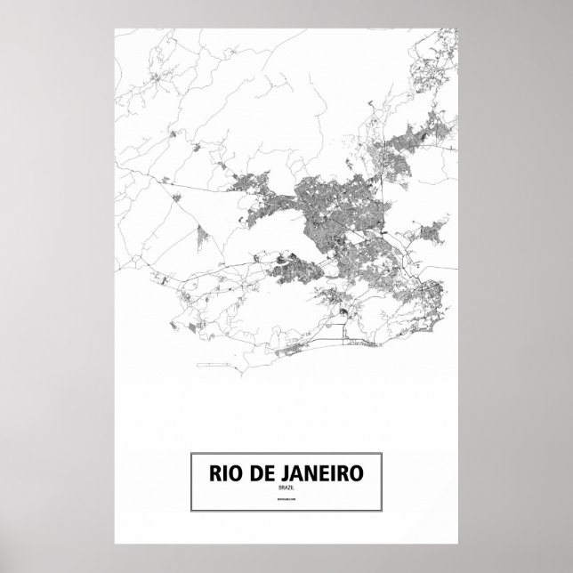 Poster Rio de Janeiro, Brésil (noir sur blanc) (Devant)