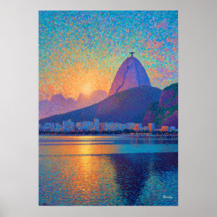 Poster Rio de Janeiro Christ le Rédempteur Art Pointillis