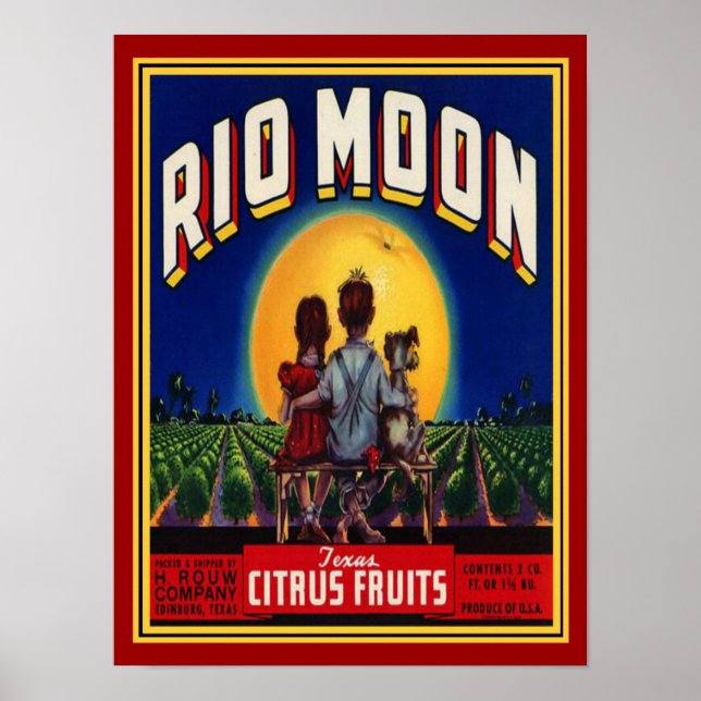 Poster "Rio Moon" Agrumes des années 1940 Ad-12x16 (Devant)