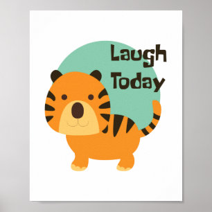 Poster Rire aujourd'hui Kawaii mignon bébé tigre orange