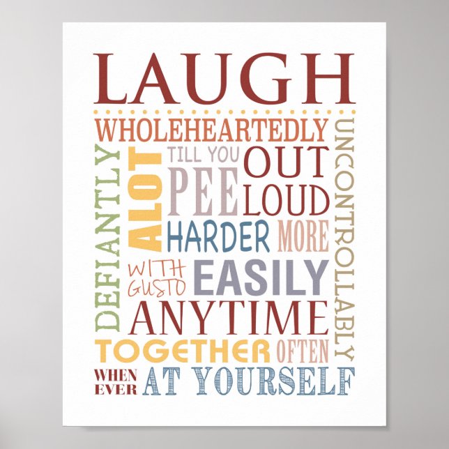 Poster RIRE Typographie Impression, Live, Rire, Love Seri (Devant)