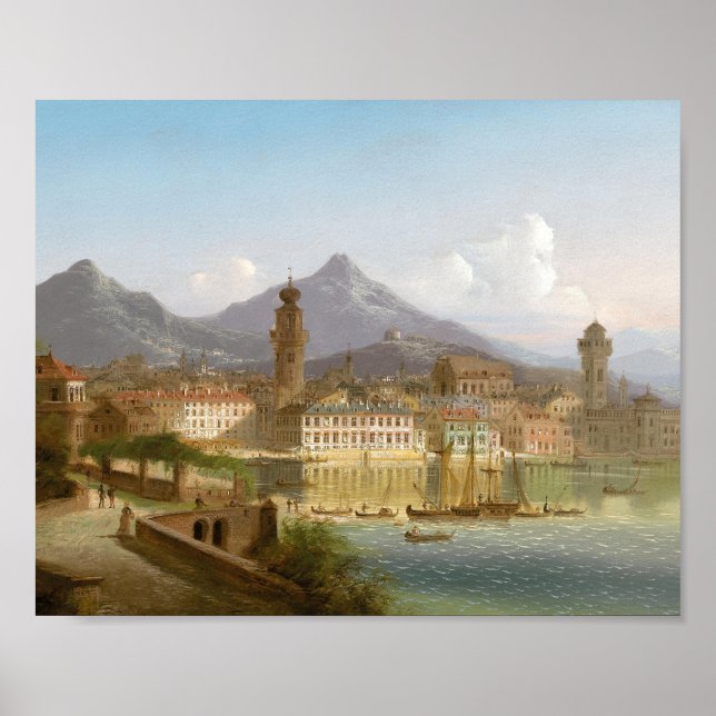 Poster Riva sur le lac de Garde | Johann Wilhelm Jankowsk (Devant)