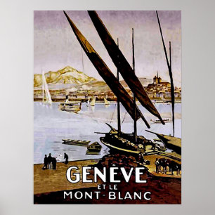 Poster Rive d'un lac de Genève, Suisse