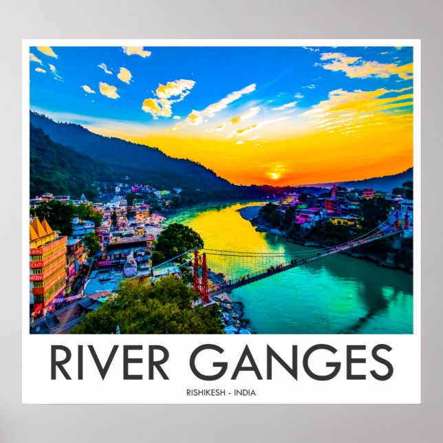 Poster River Ganges, Rishikesh, Inde (Devant)