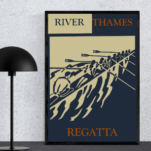 Poster River Thames Regatta Vintage Retro Rowing Sport