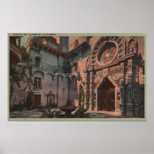 Poster Riverside, CA - Vue de Mission Inn Courtyard