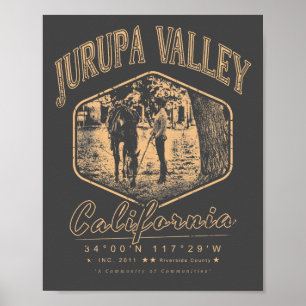 POSTER RIVERSIE DE LA VALLÉE DE JURUPA CALIFORNIE VINTAGE