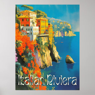 Poster Riviera Italienne Voyage Retro