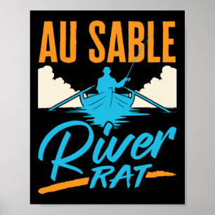Poster Rivière Au Sable Rat Rafting Canoëisme Pêche Batea