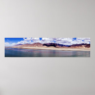 Poster Rivière Brahmaputra et paysage désertique - Tibet