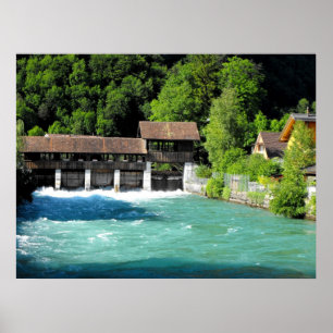Poster Rivière Interlaken à l'ouest en Suisse