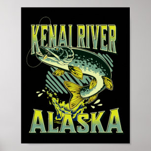 Poster Rivière Kenai Alaska Vacances de Pêche Amateur de