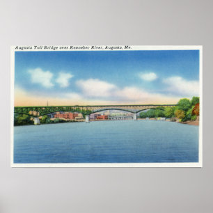 Poster Rivière Kennebec Vue du pont-péage Augusta