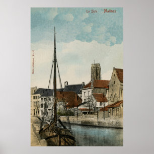 Poster Rivière Mechelen Malines Dyle 1890