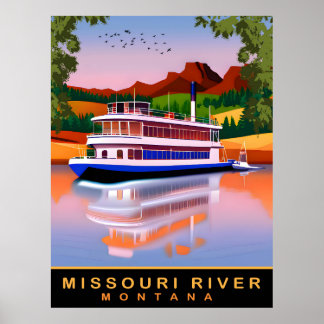 Poster Rivière Missouri, Montana, Croiseur touristique, V