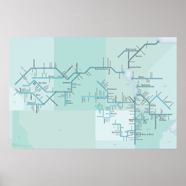 Poster Rivière Nelson et lac Winnipeg, 30 po x 20 po (Devant)