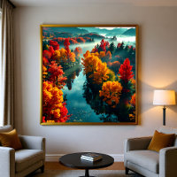 Rivière sereine, réflexion sur le rivage, art de l