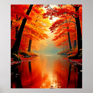Poster Rivière Vibrante de l'automne Gold Design