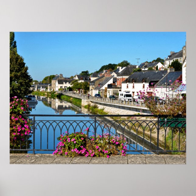 Poster Rivière vue du pont à Josselin en France (Devant)