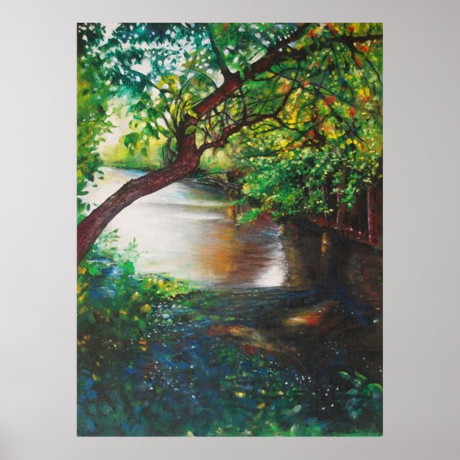 Poster Rivières Arbres Paysage Art (Devant)