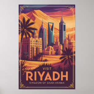 Poster Riyadh Arabie Saoudite Illustration Désert Art de