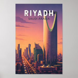 Poster Riyadh Arabie saoudite Illustration Voyage Art Rét