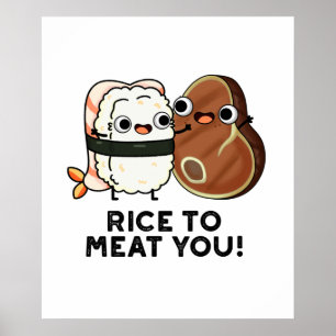 Poster Riz À La Viande Vous Drôle Sushi Steak Pun