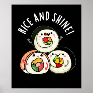 Poster Riz Et Brillant Sushi Roll Pun Dark BG