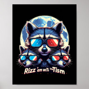 Poster Rizz Em avec le Tism Rétro Vintage Raton Laveur Me