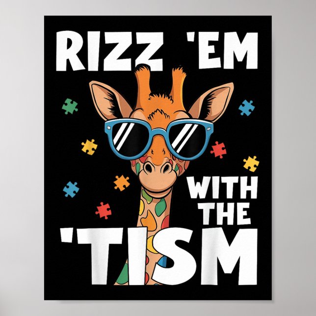 Poster Rizz Em Avec Le Tisme Autisme Giraffe Autisme Drôl (Devant)
