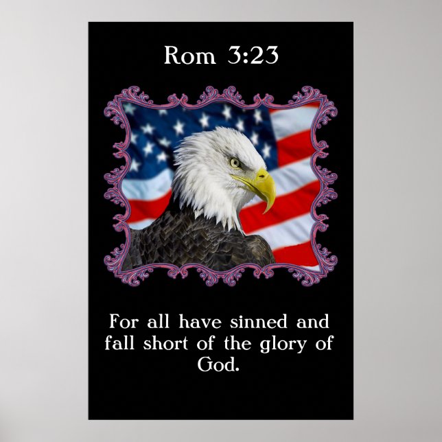 Poster Rm 3:23 Avec un aigle devant un drapeau américain (Devant)