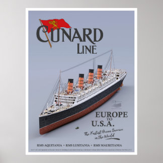 Poster RMS Aquitania - Cunard Line