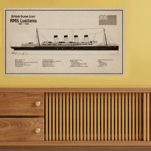 Poster RMS Lusitania - Plan directeur des navires SD