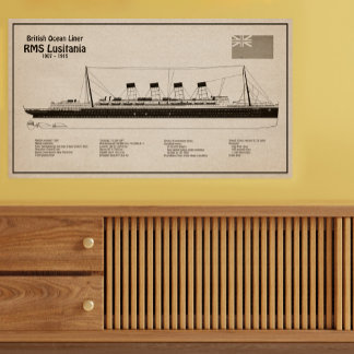 Poster RMS Lusitania - Plan directeur des navires SD