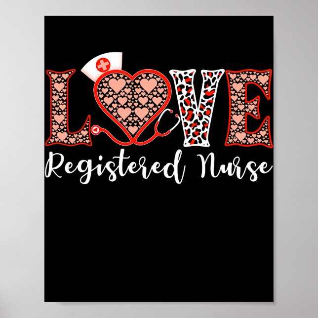 Poster RN Infirmière inscrite Love Heart Stethoscope Pour (Devant)