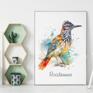 Poster Roadrunner dans l'aquarelle dynamique cusomizable