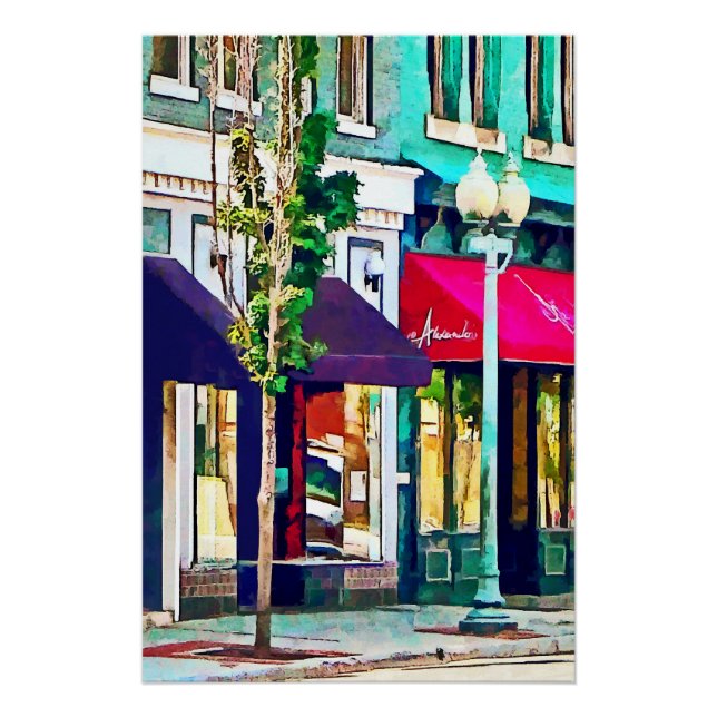 Poster Roanoke VA Street Avec Restaurant (Devant)