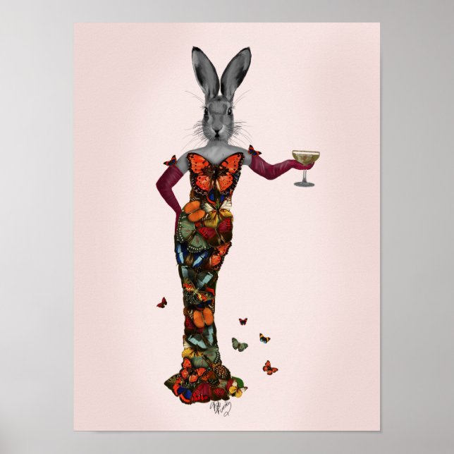 Poster Robe à papillon lapin (Devant)