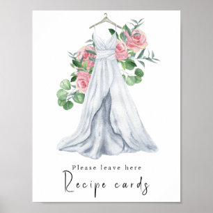 Poster Robe aquarelle avec fleurs - cartes de recettes