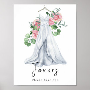 Poster Robe aquarelle avec fleurs - favorise