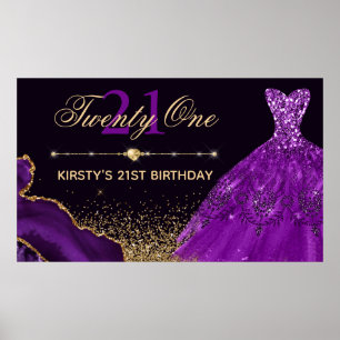 Poster Robe aquarelle violette pour 21e anniversaire agat