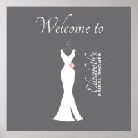 Robe blanche élégante sur gris - Baby shower de ma