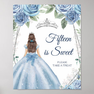 Poster Robe bleu Dusty Quinceañera Cartes et cadeaux