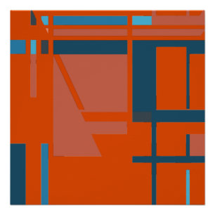 Poster Robe bleu turquoise sur Bright Orange MCM Look