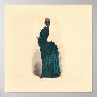 Robe bleue élégante victorienne mode femme art