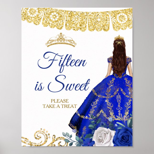 Poster Robe Bleue Royale Floral Quinze est sucré (Devant)