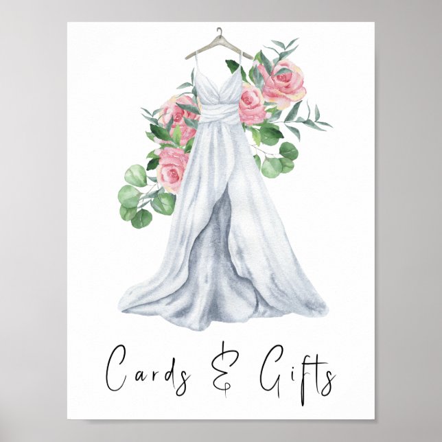 Poster Robe d'aquarelle avec fleurs - cartes et cadeaux (Devant)